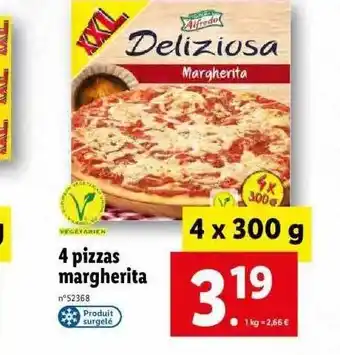 Lidl 4 pizzas margherita alfredo offre