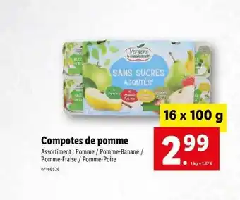 Lidl Compotes de pomme vergers gourmands offre