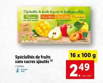 Lidl Spécialités de fruits sans sucres ajoutés offre