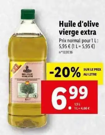 Lidl Huile d'olive vierge extra offre