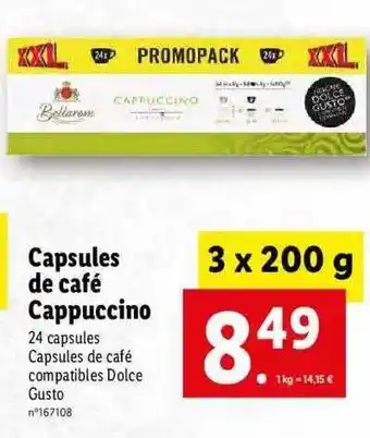 Lidl Capsules de café cappuccino offre