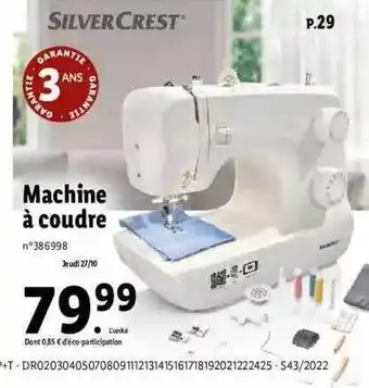 Lidl Machine à coudre silvercrest offre