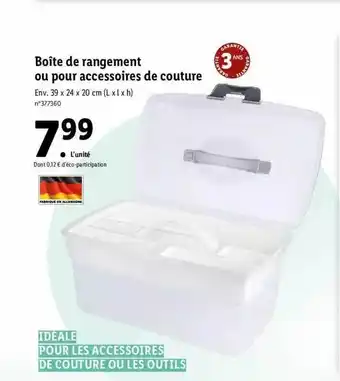 Lidl Boîte de rangement ou pour accessoires de couture offre