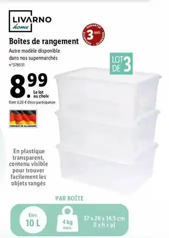 Lidl Boîtes de rangement livarno home offre