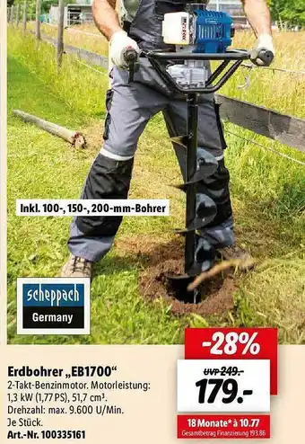 Lidl Scheppach erdbohrer „eb1700“ offre