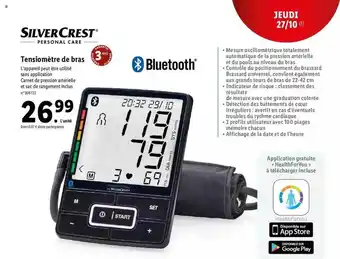 Lidl Tensiomètre de bras silvercrest offre