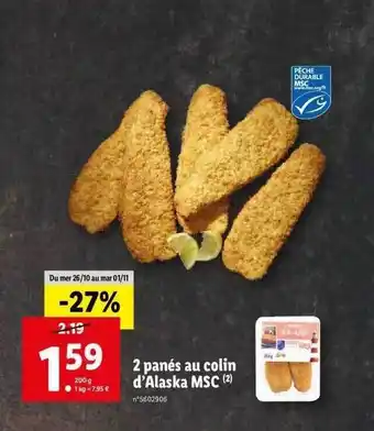 Lidl 2 panés au colin d'alaska msc offre