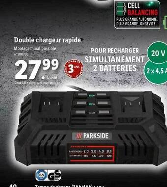 Lidl Double chargeur rapide offre