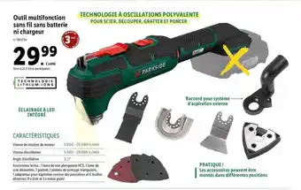 Lidl Outil multifonction sans fil sans batterie ni chargeur parkside offre