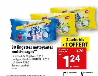 Lidl 80 lingettes nettoyantes multi-usages w5 offre