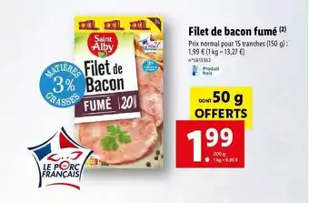 Lidl Filet de bacon fumé saint alby offre