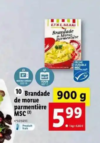 Lidl Brandade de morue parmentière msc offre