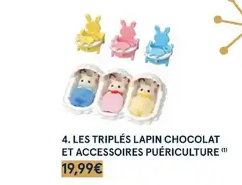 Monoprix Les triplés lapin chocolat et accessoires puériculture offre