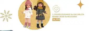Monoprix Poupée élégance 36 cm carlota bonnet rose ou moutarde offre