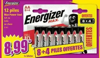 Norma 12 piles max power seal aa ou aaa au choix energizer offre
