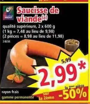 Norma Saucisse de viande offre