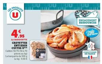 Super U Crevettes entières cuites u offre