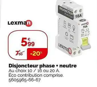 Disjoncteur phase + neutre lexman