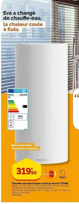Weldom Chauffe-eau électrique vertical mural titane offre