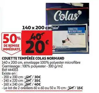 Couette Tempérée Colas Normand