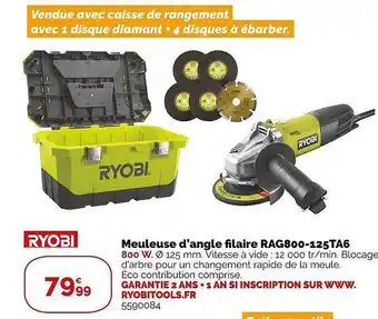 Weldom Meuleuse d'angle filaire rag800-125ta6 ryobi offre