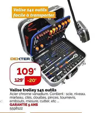 Weldom Valise trolley 141 outils dexter offre