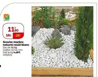 Gravier marbre naturel roulé blanc