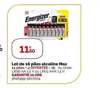 Weldom Lot de 16 piles alcaline max energizer offre