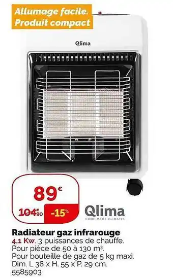 Weldom Radiateur gaz infrarouge qlima offre