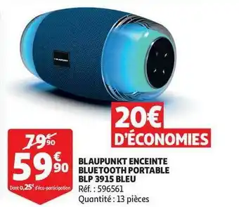 Blaupunkt Enceinte Bluetooth Portable Blp 3915 Bleu