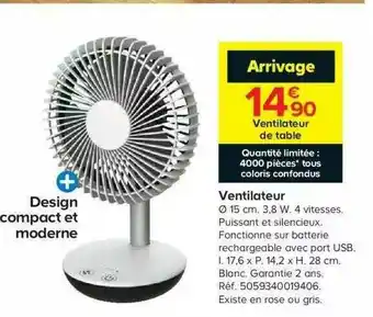 Castorama Ventilateur De Table offre