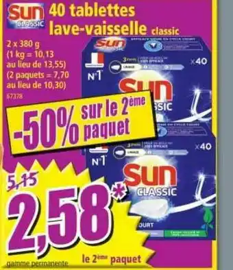 Norma 40 Tablettes Lave-vaisselle Classic Sun offre