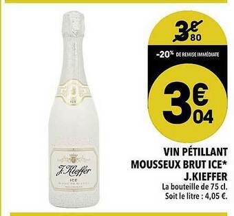 Supeco Vin Pétillant Mousseux Brut Ice J.kieffer offre