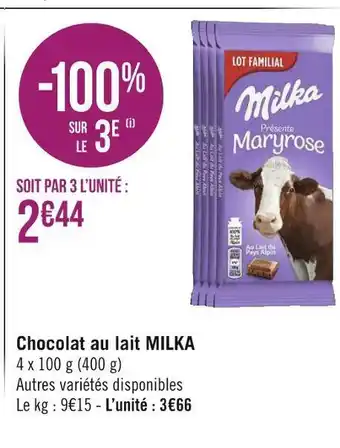 Géant Casino Milka chocolat au lait offre