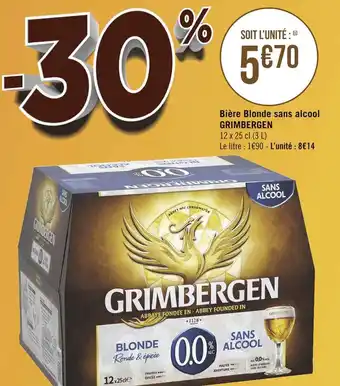 Géant Casino Grimbergen bière blonde sans alcool offre