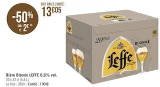 Géant Casino Leffe bière blonde 6,6% vol. offre