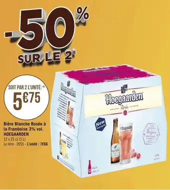 Géant Casino Hoegaarden bière blanche rosée à la framboise 3% vol. offre