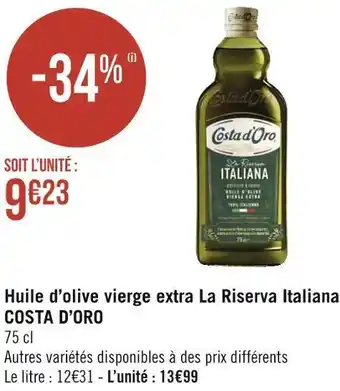 Géant Casino Costa d’oro huile d’olive vierge extra la riserva italiana offre