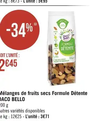 Géant Casino Daco bello mélanges de fruits secs formule détente offre