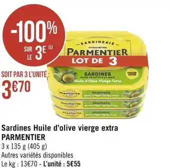 Géant Casino Parmentier sardines huile d’olive vierge extra offre