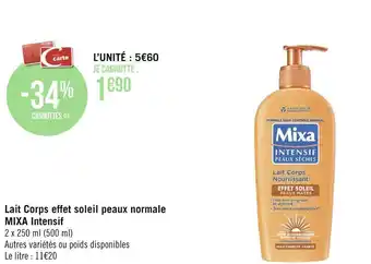 Géant Casino Mixa lait corps effet soleil peaux normale intensif offre