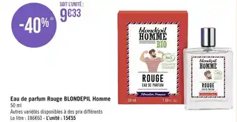Géant Casino Blondepil eau de parfum rouge homme offre