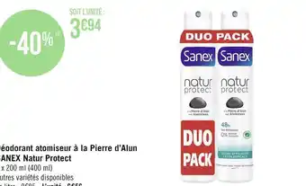 Géant Casino Sanex déodorant atomiseur à la pierre d’alun natur protect offre
