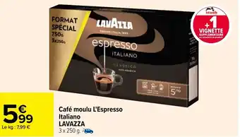 Carrefour Café moulu l'espresso italiano LAVAZZA offre
