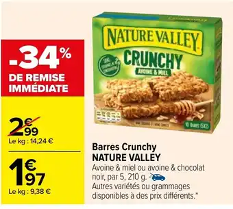 Carrefour Barres crunchy NATURE VALLEY offre
