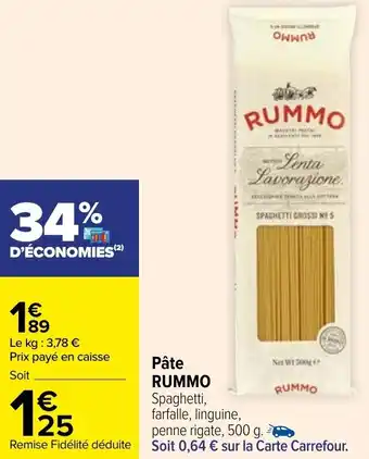Carrefour Pâte RUMMO offre