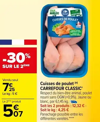 Carrefour Cuisses de poulet CARREFOUR CLASSIC offre