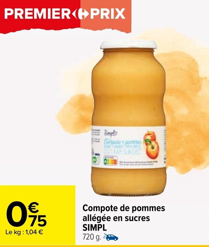 Promo Compote de pommes allégée en sucres SIMPL chez Carrefour