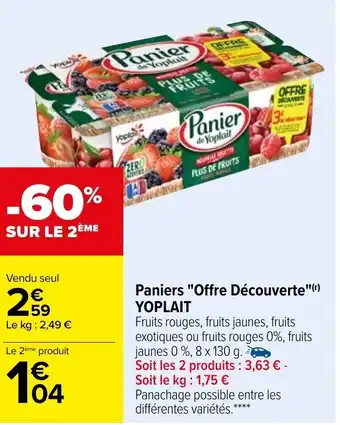 Carrefour Panier "offre découverte" YOPLAIT offre