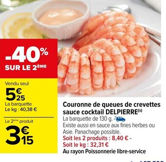 Carrefour Couronne de queues de crevettes sauce cocktail DELPIERRE offre